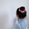 Nuevo tejido de primavera cuadros flor tridimensional anillo para el pelo cuerda para el pelo de niños cuerda para la cabeza bola