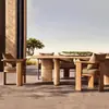 Combinação de Sofá de Madeira Maciça para Exterior Designer Villa Pátio Cama de Lazer Totalmente Teca Cama Pousada Mobília de Jardim para Exterior