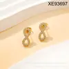Moda Acero Inoxidable Fino Joyería al por Mayor Chapado en Oro de 18K Circonita CNC Corazón Infinito Aretes Pequeños de Tachuela para Mujeres