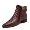 Shanghai Jiejie 2024 Invierno Nuevo Estilo Retro Botines Simples de Punta Tacón Grueso Chelsea Botines Commuter Zapatos de Mujer