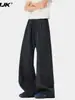 Pantalones casuales rectos de retazos a cuadros retro americano 2026 para hombres y mujeres, pantalones largos versátiles holgados de pierna ancha
