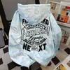 Sudadera con capucha de diseño americano moderno y genial, elegante, para mujer, tie-dye, Otoño e Invierno 2025, Nuevo, Estampado de letras, Top para estudiante