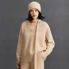 Otoño e Invierno Nueva Versátil Tejido de Punto Cachemir para Mujer Color Sólido Holgado Casual Simple Estilo Old Money Interior Tejido de Punto Cachemir