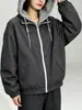 Chaqueta casual con capucha 2026 modelo nuevo primavera y otoño, moda exterior tipo dos piezas falsas, chaqueta holgada que rejuvenece para mujer