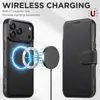 Funda para Teléfono con Tapa abatible e Inserción de Tarjeta, Magnética Dos en Uno, Soporte de Carga Inalámbrica, Funda de Cuero, Adecuada para Iphone18Promax