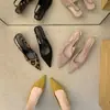 Zapatos de tacón bajo cerrados de tira trasera plateados, simples y elegantes, estilo coreano para mujer, Sandalias Versátiles de Moda Nueva Verano 2026