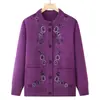 Suéter estilo vovó, forrado com fleece e espesso, peça externa de tricô para outono e inverno, casaco de corte solto para mulheres de meia-idade e idosas, qualidade de exportação