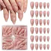 Unhas postiças usáveis da moda com 96 peças para exportação, apresentando formato amêndoa nude, estilo francesinha e um design moderno que realça o tom da pele.