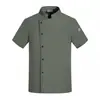 Uniforme de Trabalho de Chef Manga Curta Cozinha Back Kitchen Cozinhando Assando Impressão Grátis Logo Catering Hotel