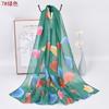 Transfronteiriço primavera e verão Novo 50*155 elegante folha de ginkgo chiffon multicolorido lenço de seda atacado lenço feminino xale de proteção solar