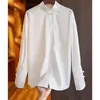 Camisa de Algodón Blanca Estilo Chino Mejorada con Botones para Mujer, Nuevo Diseño Otoño 2025, Top Tang Suit Tendencia Nacional de Nicho