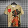 Camiseta para Hombre Japonesa Camiseta con Patrón Mecánico Manga Corta Camiseta Estampada Ropa para Hombre de Exterior Top