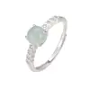 Anel de jade com material perigoso de gelo natural incrustado em prata S925, design pequeno e fresco da moda, anel feminino, fabricantes, atacado