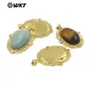WT-P1985 Exquisitos Pendientes Clásicos con Forma de Huevo de Ganso, Recorte de Turquesa y Lapislázuli, con Circonitas de Oro de 18k, Colgantes para Mujeres, Joyería