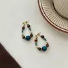Aretes de Piedra Ojo de Tigre Natural de Color Contrastante con Cuentas para Mujer, Nuevos Aretes Estilo Chino Retro Étnico, Nuevos Aretes de Tachuela Estilo 2025
