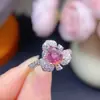 Ventas Directas de Fábrica Anillo de Turmalina Pura Natural Plata de Ley S925 Incrustado Cristal Color Fuego Limpio Buena Piedra Principal 6*6mm