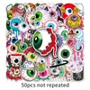 50 adesivos de grafite de globo ocular personalizados transfronteiriços venda quente decoração de Halloween de terror concha de telefone celular skate adesivos de copo de água