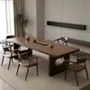 Mesa de Chá Grande em Madeira Maciça e Conjunto de Cadeiras Estilo Chinês Minimalista Moderno Luxo Leve Sala de Estar Madeira Natural Mesa de Chá para Escritório em Casa