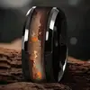 Anillo de Moda 2026 Negro Dorado Arena Movediza 8mm Acero Inoxidable Anillo Personalizado Unisex Joyería de Moda