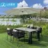 Mesa e Cadeiras de Rattan para Exterior de Villa Pátio Jardim Varanda Cadeira de Rattan Terraço Externo Quintal Móveis Impermeáveis com Proteção Solar Combinação