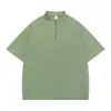 Camiseta Ligera de Secado Rápido con Mangas Caídas para Hombre, Transpirable para Verano, Media Cremallera, Cuello Alto, Holgada, Pulóver