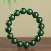 Novo Estilo Chinês Pulseira de Raiz de Bodhi Verde Tinta Masculina Simples de Fio Único Torcida à Mão Alívio do Estresse Brincadeira Cultural Pulseira de Contas Budistas Joias Atacado