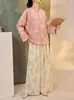 Nuevo Conjunto Versátil de Gama Alta Estilo Chino con Bordado de Cuerda y Bordado de Perlas, Chaqueta con Manga Enrollable para Mujer P0227