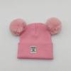 Gorro de bebé otoño e invierno tejido engrosado gorro infantil niños y niñas gorro de lana para bebé con doble pompón traje de bufanda