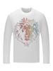 Camiseta de manga larga para hombre, camiseta de moda de otoño, nueva camiseta, ropa superior para hombre, elástica, de talla grande, con cabeza de león y diamantes de imitación