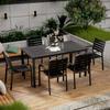 Conjunto de Mesa e Cadeiras Feito de Madeira Plástica para Pátio Externo Jardim Refeição, Varanda ao Ar Livre Café Lazer, Combinação de Madeira Anticorrosiva, Dobrável