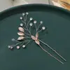 Atmósfera simple hojas en forma de U horquilla de pedrería pasador de pelo diy peinado de novia tocado accesorios para el cabello placa horquilla de flor de pelo venta al por mayor