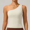 Venda Quente Transfronteiriça Top Regata de Yoga Assimétrico com Uma Alça Estilo Nuvem Afinando a Cintura Secagem Rápida Roupa Íntima Modeladora Esportiva Top Fitness para Corrida para Mulheres