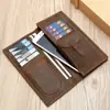Cartera Larga de Cuero Genuino de Alta Gama para Hombre, Bolso de Mano Retro de Negocios Portátil, Cartera Hecha a Mano de Piel de Vaca, Venta al por Mayor de Comercio Exterior