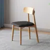 Mesa e Cadeiras de Jantar Cor Creme, Cadeira de Jantar de Madeira Maciça, Banqueta de Encosto Curvo para Restaurante, Cadeira Ganoderma, Encosto Alto Minimalista Italiano
