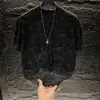 Camiseta Pulóver de Verano Lujo Ligero con Pedrería y Agujeros, Nueva Camiseta de Manga Corta para Hombre con Cuello Redondo, Moda Moderna Versátil