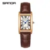 Sanda nuevo reloj de pulsera casual para hombre y mujer, retro coreano, esfera romana cuadrada, temperamento, reloj de cuarzo, venta al por mayor