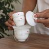 Juego de té de viaje de cerámica de jade graso de oveja, una tetera, dos tazas, taza exprés portátil para exteriores, regalo de negocios, regalo
