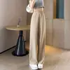 Pantalones de traje de seda helada finos de pierna ancha estrecha de primavera y verano para mujer, cintura alta, holgados, casual, adelgazantes, con caída, de pierna recta
