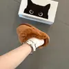 Zapatos Birkenstock de Estilo Coreano con Suela Suave y Forro de Felpa para Mujer 2026 Otoño/Invierno Calzado para Exteriores Cálidos Antideslizantes de Ponerse Fácil Pantuflas de Algodón Cerradas de Punta de Felpa