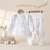 Roupas Infantis Anyang Classe A para Bebê Algodão Puro Sem Costura Cintura Alta Proteção da Barriga Conjunto para Bebê Meninos e Meninas Conjunto de Duas Peças Primavera e Outono