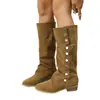 Novas botas longas de bico fino com tachas 2026, coleção de outono, tamanhos grandes, estilo retrô, comércio exterior, botas de montaria com salto grosso para mulheres