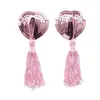 Cubretetinas sexys de encaje con lazo, pegatinas para pezones de lentejuelas con borlas en forma de corazón, autoadhesivas, anti-golpes, al por mayor