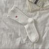Calcetines para Mujer Color Sólido Encaje Doble Aguja Miu Simple Combinan con Todo Amor Bordado Tubo Medio Calcetines Apilados Estilo Universitario Medias