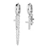 Pendientes antiguos Cat Ning con borlas cruzadas de diamantes y circonio para mujer, estilo japonés-coreano, con cadena distintiva de diamantes y hebilla larga.
