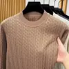 Suéter de punto moderno estilo 'old money', cuello redondo, mangas largas, moda otoño/invierno para hombre, capa base versátil, disponible para dropshipping