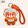 Chaveiro Panda Sanxingdui de Couro Genuíno Desenho Animado Fofo Panda Vermelho Couro Leve Luxo Pingente para Bolsa Feminina