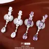Pendientes de lágrima y cuadrado con circonita cúbica y aguja de plata, un par de pendientes delicado y elegante con un tacto lujoso, perfectos para fiestas y versátiles para cualquier ocasión.