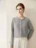 Novo cardigã de gola redonda 100% cashmere puro para outono e inverno para mulheres, casaco de malha liso, suéter outerwear solto e simples
