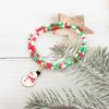Pulseira Criativa de Férias de Natal Mais Vendida Transfronteiriça com Pingente de Sino do Papai Noel Pulseira de Duas Camadas com Contas de Arroz