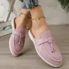 Nuevos mules planos para mujer de talla grande con suelas gruesas, disponibles en varios colores, de estilo británico para usar al aire libre